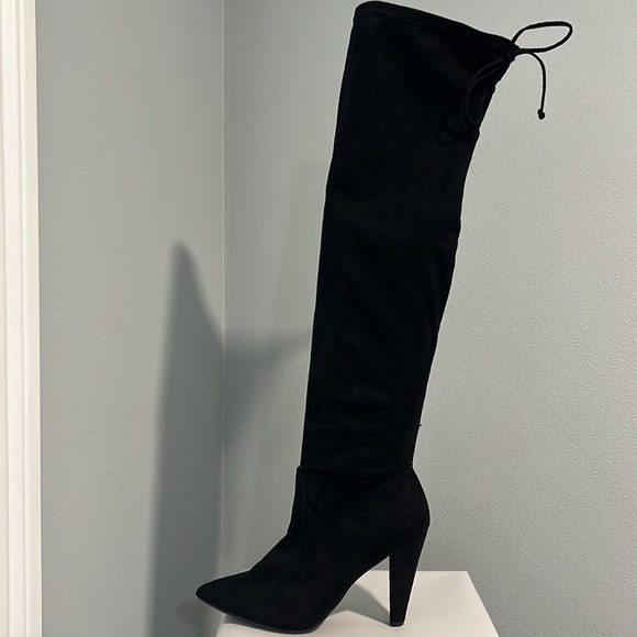 FRENCH CONNECTION Black Faux Suede Over the Knee Jordan Boot - Picture 5 of 16